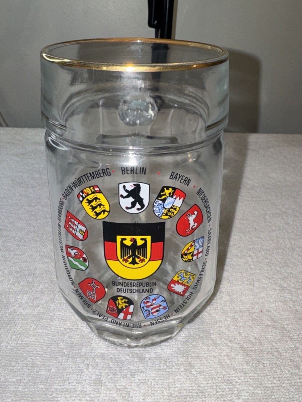 German Beer Mug Bundesrepublik Deutschland with State Crests Breweriana